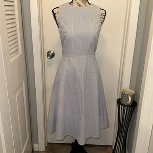 Jcrew Cotton blue & White pinstriped midi dress-NWT- Sz 00 sleeveless, pockets